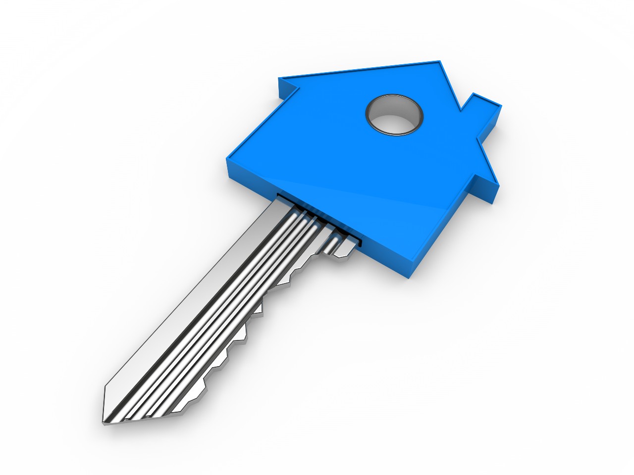 sleutelvormig blauw huis